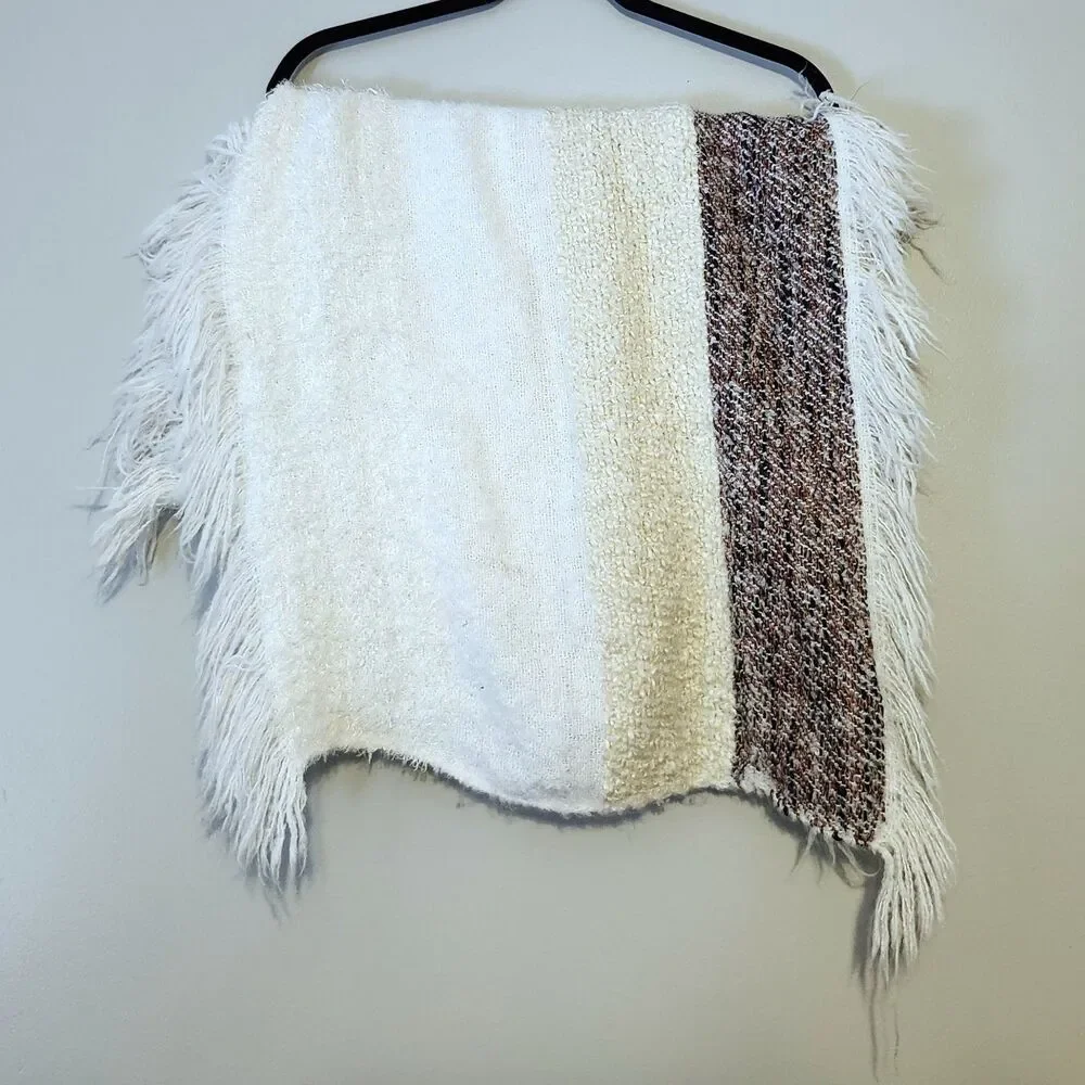 World Market - Soft Fleece Mixed Media Boho Scarf w/ Fringe Trim - 70